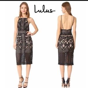 Lulu’s- black/nude lace midi dress